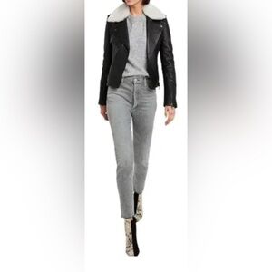 Agolde Nico High Rise Slim Fit Button-Fly Jeans Light Gray Size 30